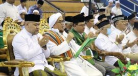 Ketua Komisi IV DPRD Kaltim Ahmed Reza Fachlevi saat menghadiri upacara peringatan Hari Santri Nasional di GOR Segiri, Sabtu 22 Oktober 2022.