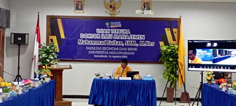 Muhammad Sultan, SKM., M.Kes saat ujian terbuka promosi Doktor. (Foto : RD)