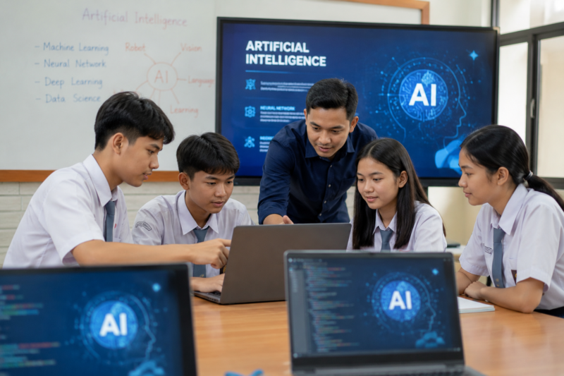 Ilustrasi Belajar AI di Sekolah