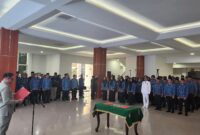 Ket.foto: Suasana Pelantikan 58 Pejabat Administrator dan Pengawas oleh Bupati Kutai Kartanegara, Aulia Rahman Basri.