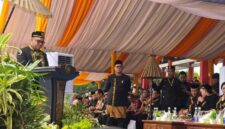 Foto: Sambutan Bupati Kukar Aulia Rahman Basri pada saat Pembukaan Erau Adat Kutai 2026.