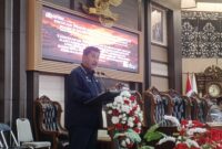 Foto: Sekda Kukar, Sunggono saat Tanggapan Fraksi di Sidang Paripurna DPRD Kukar.