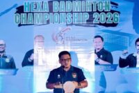 Foto: Kepala Dispora Kukar, Aji Ali Husni saat membuka Hexa Badminton 2026 (Foto: FB Hexa Arena)